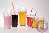 25 Sets 16 oz Plastic CLEAR Cups with Flat Lids for Iced Coffee Bubble Boba Tea Smoothie by Conex CT