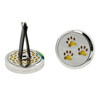 Iuhan Aromatherapy Car Diffuser Vent Clip, Essential Oil Car Diffuser Vent Clip Locket Stainless Steel Diffuser Locket-Dog Foot Print(H)