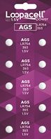 LOOPACELL 10 Pack AG5 LR754 393 SR48 1.5 Volt Alkaline Cell Watch Batteries
