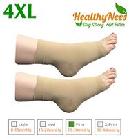 HealthyNees Extra Wide Ankle Big Feet 20-30 mmHg Compression Swelling Foot Pain Circulation Plus Size Sock Open Toe Sleeve (Beige, Wide Ankle 4XL)