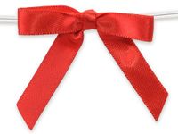 RED 2" Pre-Tied Satin Bowswith 4-1/2" Twist Ties~ 3/8" ribbon 20 unit, 12 pack per unit.