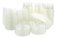 Plastic Jello Shot Cups By Green Direct - Disposable 2 oz Clear Cups With Lids - Useful for any Party for Souffle Dessert or Ice Cream for hot & cold - Portion Condiment Sample Cup Pack of 100