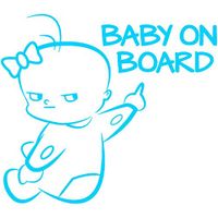 Ugthe External Decoration Cute Baby on Board Car SUV Vehicle Reflective Warning Sign Decals Sticker Decor - Blue