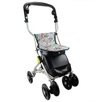Seat & Roller Bar Covers Walker Shopping Helper Patient Fracture Walking Aid Convenient Folding Carrying Elderly Armrest Crutches Four-Wheeled Walker (Color : Silver, Size : 5043cm)