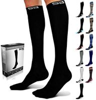 SB SOX Lite Compression Socks (15-20mmHg) for Men & Women - BEST Stockings for Running, Medical, Athletic, Edema, Diabetic, Varicose Veins, Travel, Pregnancy (Solid - Black, S/M)