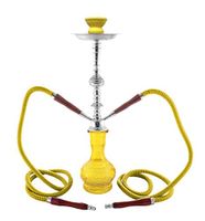 2 hose 20" Yellow Hookah shisha nargila bar narguile nargile glass water Vase