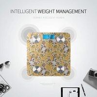 LYAOE Bluetooth Body Fat Scale Floral Pattern Rabbits Perfect Smart Wireless Scale with LCD Display Measuring Body Weight Bmi and Health Digital Scale