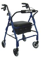 Drive Medical Lever Brake 4 Wheel Aluminum Rollator with Various Seating Options, Blue