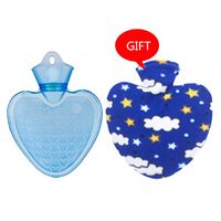 Heart Shape PVC Hot Cold Water Bottle Bag Cover Winter Back Neck Hand Warmer Bag Hot Water Relaxing Heating Bag Small Large 2 Sizes (Color : Light Blue, Size : 500ml)