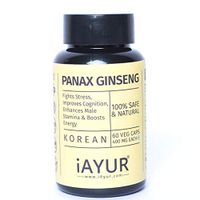 iAYUR Panax Ginseng Extract 400 Mg | Tested & Certified 100% Potent, Natural, Pure & Safe | 60 Veg Capsules of Korean Origin