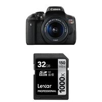 Canon EOS Rebel T6i Digital SLR with EF-S 18-55mm STM Lens + 32 GB Memory Card
