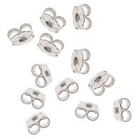 Beadaholique 5005150 12-Piece Sterling Earring Backs, 5.5mm, Silver
