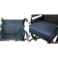 Wheelchair Comfort Duo:Duro-Med Wheelchair Cushion and Wheelchair Storage Tote Bag Set-  Wheelchair Seat Cushion With Cover, Navy Blue, 3 x 16 x 18 Inches