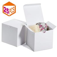 MESHA Kraft Boxes，Paper Gift Boxes with Lids for Gifts, Crafting, Cupcake Boxes,Boxes for Wrapping Gifts,Bridesmaid Proposal Boxes (White-25Pcs)