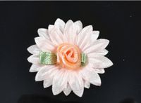 50pcs Satin Flower Rose Sewing/Wedding/The Appliques Lots U Pick 6color (Apricot)