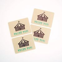 Circus Tent Thank You Labels by Once Upon Supplies, Rectangle Stickers for Circus Themed Birthday Parties, Kraft Brown, 2-5/8 Inches x 2 Inches, 60 Labels