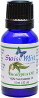 Swiss Mist Eucalyptus Essential Oil (100% Pure & Natural - UNDILUTED) Therapeutic Grade - 0.50 oz Bottle - Perfect for Aromatherapy, Relaxation, Skin Therapy