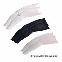 Compression Arm Sleeve for Men Women Youth UV Sun Protection Aqua Fabric Basic Style (Mixed, 3 Pair)
