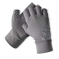 Yjdr Sun Protection Gloves Ladies Summer UV Protection Driving Half Finger Sunshade Breathable Short Non-Slip Gloves Unisex (Color : Medium Gray)