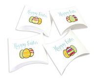Pillow Boxes, Gift Card Holders, Perfect for Easter Hunt or Basket, Colorful and Playful Easter Theme, 4 Designs, Set of 4 one Each Design (Easter Eggs)