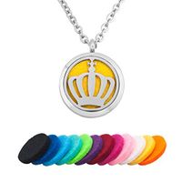 LoEnMe Jewelry Aromatherapy Essential Oil Diffuser Necklace Crown King Locket Pendant with Colorful Pads