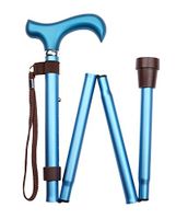 Charles Buyer Majestic Adjustable Folding Cane with Derby Handle in Blue