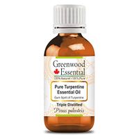 Greenwood Essential Pure Turpentine Essential Oil (Pinus palustris) Premium Therapeutic Grade for Hair, Skin & Aromatherapy 100ml (3.38 oz)