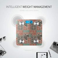 Beautiful Ethnic Decorative Lines Weighing Machine for Body Bathroom Scales Body Weight Scales Tracks 8 Key Compositions Analyzer Sync with Fitness Apps 400 Lbs