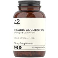 42Nutrition Organic Coconut Oil - 120 Capsules - Extra Virgin, Cold-Pressed, Vegan, Gluten-Free, Non-GMO - Rich in MCTs to Promote Healthy Skin, Hair and Weight