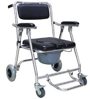 Lolicute Wheelchair Toilet，Mobile Commode Chair with 2 Brakes, Wheels & Footrests Wheelchair Toilet Padded Toilet Seat for Patient Elderly Household-Shipping from US