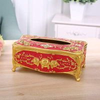 T-ZJHC Tray Paper Creative Living Room Home Restaurant Table Simple Storage Box European Simple European Paper Box, Gold red