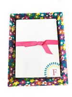Floral Tray with"F" Initial Monogram Notepad