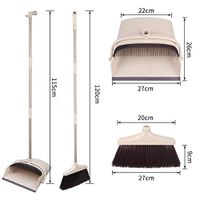 FreedomDesign 48" Long Handle Broom Set, Dustpan Cleans Broom Combo with Long Handle for Home Kitchen Room Office Lobby Floor Use Upright Stand up Dustpan Broom Set，No Need to Bend Over