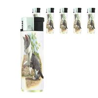 Perfection In Style Butane Refillable Electronic Lighter Set of 5 Pieces Vintage Cat Design 006