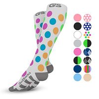 Go2Socks Compression Socks for Men Women Nurses Runners 20-30 mmHg Medical Stocking Athletic (PolkaDot, M)