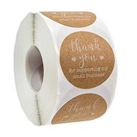 dailymall 500Pcs Thank You Stickers, Kraft Round Adhesive Labels for Gift, Wedding, Party, Thank You Label Stickers