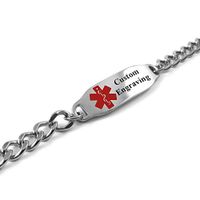 My Identity Doctor - Custom Engraved Medical Bracelet, 5mm 316L Steel for Kids and Adult - Small - Red - Wrist Size 7.75 Inch