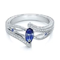 YouCY Aquamarine Ring Topaz Engagement Ring Jewelry for Women Girls Birthday Christmas Gifts, sizes 6-10,Navy Blue,Size 10