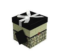 Gift Box 5"X5"X5" - Florence Collection - Easy to Assemble & Reusable - No Glue Required - Ribbon, Tissue Paper, and Gift Tag Included - EZ Gift Box by Endless Art US