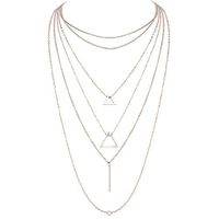 6 Layers Women Boho Silver Triangle Strip Circle Pendant Chain Choker Necklaces Prom Beautiful Bright For gift Aesthetic Fashionable Womens Accessory Daily Best