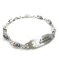 My Identity Doctor - Medical Alert Bracelet for Women with Engraving - 5mm Steel, Glass - White - Wrist Size 6.25 Inch
