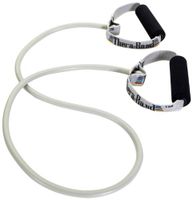 TheraBand Professional Latex Resistance Tubing with Handles for Physical Therapy, Lower Pilates, at-Home Workouts, and Rehab, Soft Handles, 50 Inch, Silver, Super Heavy, Advanced Level 2