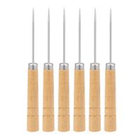uxcell Durable Leather Craft Stitching Hole Maker Awl Tool Gourd Wood Handled 6pcs