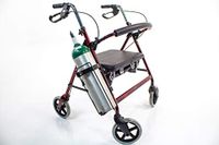 Walker Oxygen Tank Holder for Rollators & Walking Aids JO2W, Holds Single D or E Oxygen Cylinder Tanks