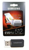 Samsung 512GB Micro SDXC EVO Plus (MB-MC512GA) Bundle Class 10 UHS-1 Works with Samsung Galaxy Note 9, S9, S9+, S8 Cell Phones Plus Everything But Stromboli (TM) TF Card Reader