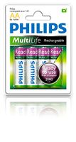 Philips MultiLife Ready-to-Use NiMH Rechargeable AA Battery 2000mAh 4PK