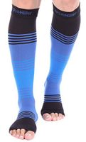 Doc Miller Premium Open Toe Compression Sleeve Dress Series 1 Pair 20-30mmHg Strong Support Graduated Sock Pressure Sports Running Recovery Shin Splints Varicose Veins (BlackBlueBlue, Small)