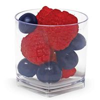 Majestic Settings Mini Collection Mini Tumbler with square Bottom, Heavyweight Clear Plastic, Elegant Disposable Mini 1.5oz Tumbler, Great for Tasting, Appetizers and Desserts. (24 CT)