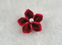 30 Pcs Flannel Plus Beads Pentagonal Flowers Craft DIY Applique U Pick (Rose)