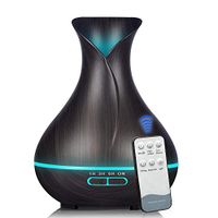 KBAYBO Essential Oil Diffuser with Remote Control Aromatherapy Diffuser 400mL Cool Mist Aroma Diffuser with Waterless Auto Shut-Off 7 Color LED Lights for Bedroom Living Room Spa Baby (Dark Wood)